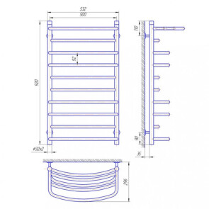 Полотенцесушитель Laris Евромикс П10 500 х 900 с полкой №5