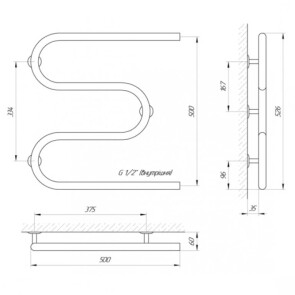 Полотенцесушитель Laris Змеевик 25 PC3 500 x 500 1/2 №4