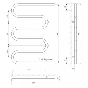 Рушникосушарка Laris Змійовик 30 PC5 600 x 800 1/2" №5