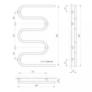 Полотенцесушитель Laris Змеевик 25 PC5 500 x 800 3/4" №4