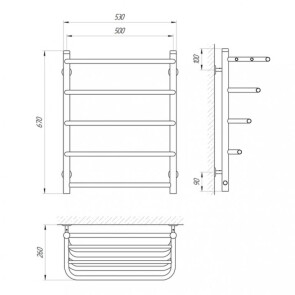 Полотенцесушитель Laris Стандарт П5 500 х 660 с полкой №4