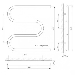 Рушникосушарка Laris Змійовик 30 PC3 600 x 600 1/2" №4