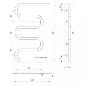 Рушникосушарка Laris Змійовик 30 PC5 500 x 800 1/2" №2