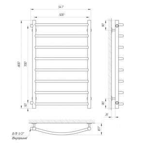 Рушникосушарка Laris Класик П8 500 х 800 6/п 1/2" мц 700 №5