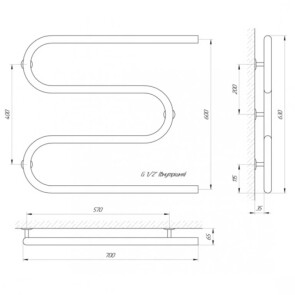 Рушникосушарка Laris Змійовик 30 PC3 700 x 600 1/2" №4