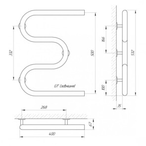 Полотенцесушитель Laris Змеевик 32 PC3 400 x 500 1" №2