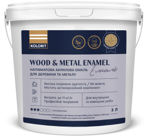 Эмаль Kolorit Wood and Metal Enamel полуматовая, база A 0,9л №1
