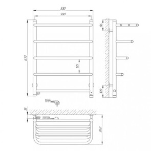 Полотенцесушитель Laris Стандарт П5 500 х 660 с полкой Е (подкл. слева) №5