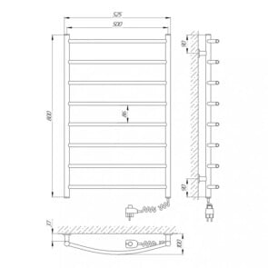 Полотенцесушитель Laris Зебра Классик ЧК8 500 x 800 E (подкл. справа) №3