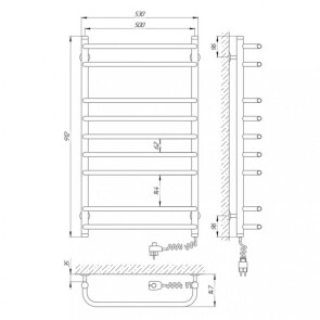 Полотенцесушитель Laris Стандарт П9 500 х 900 E (подкл. справа) №3