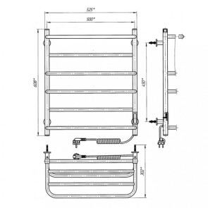 Электрический полотенцесушитель Laris Зебра Комфорт ЧК6 500 х 600 Е с полкой (подкл. справа) R3 №2