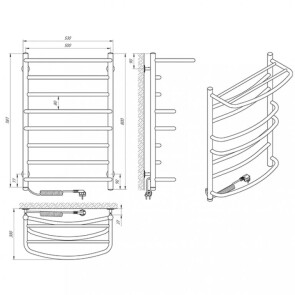 Электрический полотенцесушитель Laris Евромикс П8 500 х 800 Е с полкой сенсор S3 (подкл. слева) №2