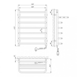 Полотенцесушитель Laris Стандарт П7 500 х 660 с полкой Е (подкл. справа) №3