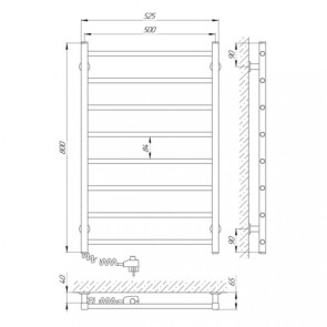 Полотенцесушитель Laris Зебра Альфа ЧК8 500 х 800 Е (подкл. слева) №7