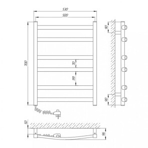 Полотенцесушитель Laris Зебра Атлант ЧК6 500 x 700 E (подкл. слева) R3 №5