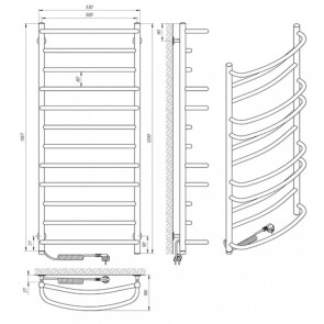 Электрический полотенцесушитель Laris Евромикс П12 500 х 1200 Е сенсор S3 (подкл. слева) №2