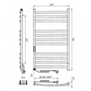 Электрический полотенцесушитель Laris Классик Премиум П11 500 х 900 Е (подкл. слева) Ѕ №6