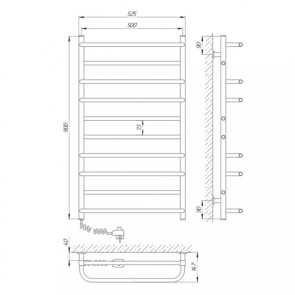 Полотенцесушитель Laris Зебра Комфорт ЧК10 500 x 900 E (подкл. слева) R3 №6