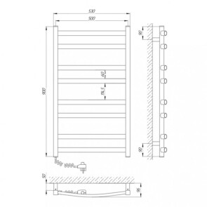 Полотенцесушитель Laris Зебра Атлант ЧКЧ8 500 x 900 E (подкл. слева) R3 №2