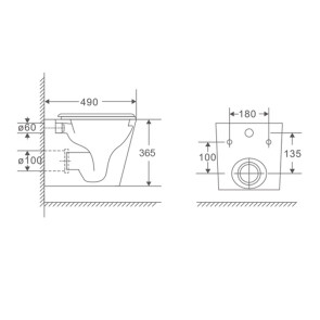 Унітаз підвісний Mixxus Premium Quadro-0301-R 490x340x360mm, система змиву Rimless (MP6452) №2