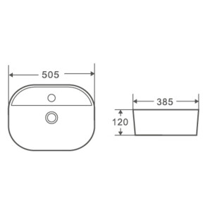 Умывальник накладной керамический Mixxus Premium Ellipse-0201 505x385x120mm (MP6482) №2