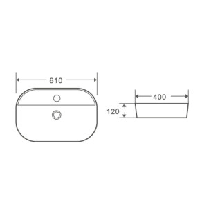 Умывальник накладной керамический Mixxus Premium Ellipse-0202 610x400x120mm (MP6483) №2