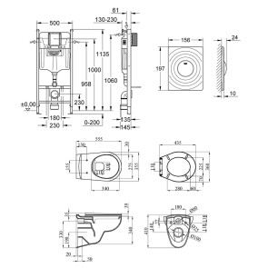 Комплект унитаза с установкой 4 в 1 Grohe Solido Surf UA38971574A и унитазом A534UF Rimless №2