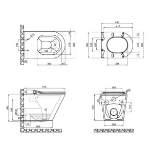 Комплект 5в1: Інсталяція Grohe Rapid + Безобідковий підвісний унітаз Robin + клавіша на вибір №5