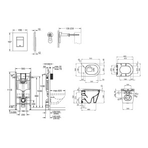 Комплект 4 в 1: Инсталяция GROHE Rapid SL 3 в 1 3884966Q + Унитаз безободковый Kroner Armada WHI513636 RIMLESS №2