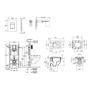 Комплект 4 в 1: Інсталяція GROHE Rapid SL 3 в 1 3884966Q + Унітаз безобідковий Kroner Harz WHI493736 RIMLESS №2