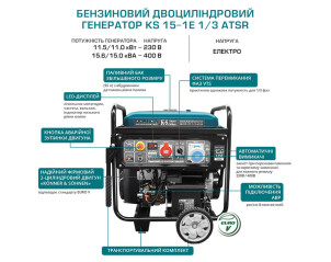 Бензиновый генератор Konner&Sohnen KS 15-1E 1/3 ATSR №7