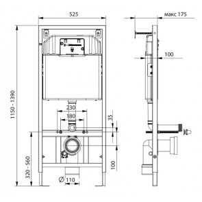 Комплект Инсталляция для подвесного унитаза Koller Pool Dune 1200SL + Безобедочный Подвесной унитаз Jay Rimless + клавиша по выбору №4