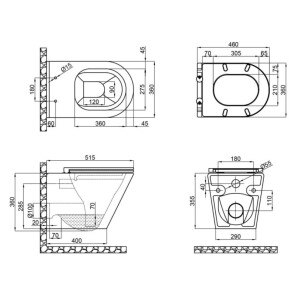 Комплект Инсталляция для подвесного унитаза Koller Pool Dune 1200SL + Безобедочный Подвесной унитаз Scorpio Ultra Quiet + клавиша по выбору №3