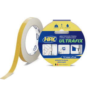 Стрічка двохстороння ULTRAFIX 12мм х 5м бiла №1