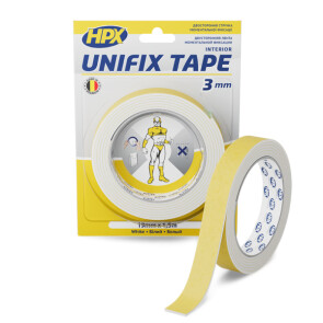 Стрічка двохстороння UNIFIX TAPE 19мм х 1,5м біла №1