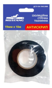 Изоляционная тканевая лента АНТИСКРИП MUSTANG 19мм*10м №1