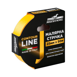 Малярна стрічка рисова MUSTANG CONTOUR LINE жовта 25мм*50м №2