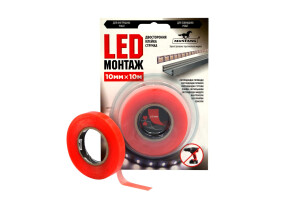 Двухсторонняя лента LED Монтаж  MUSTANG  10мм*10м №1