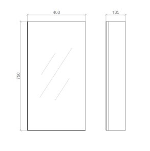 Дзеркальна шафа "Панорама" 40см економ Ліва 750х400х135 №5