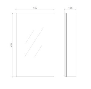 Дзеркальна шафа "Панорама" 45см економ Права 750х450х135 №5