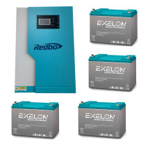 Інвертор Redbo BLUE Elite 5.5кВт + 4 шт Акумуляторні батареї EXELON 100-12 GEL 2500 циклів + Комплект кабелів