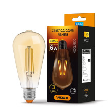 LED лампа VIDEX Filament ST64FAD 6W E27 2200K диммерная бронза