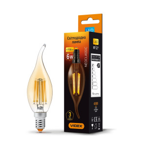 LED лампа VIDEX Filament C37FtA 6W E14 2200K бронза №1