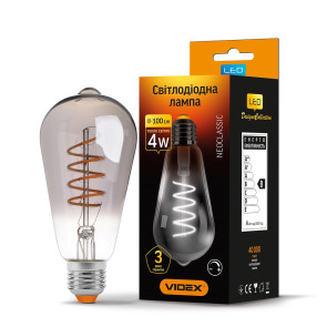 LED лампа VIDEX Filament ST64FGD 4W E27 2100K Дімерна графіт №1