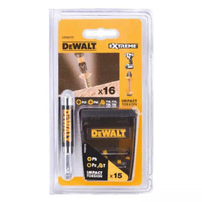 Набір біт DeWALT, EXTREME FlexTorq, Torx, Philips, Pozidriv, Pz2, Ph2, T10, T15, T20, T25 , L = 25 мм, 16 шт, кейс №2