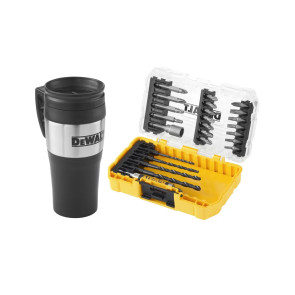 Набір біт і свердел DeWALT Phillips, Pozidriv, Torx, Pz2, Pz3, Ph2, T10, T15, T20, T25, T30, L= 25, 50 мм, 25 шт, термокружка, кейс ToughCase №1