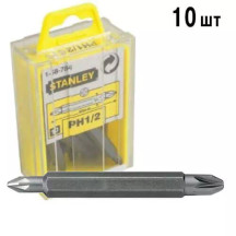 Бита двусторонняя STANLEY с шестигранным хвостовиком 1/4 "Pz1 и Pz2, L = 60мм, 10шт.