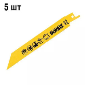 Полотно пильне DeWALT для металу (листового металу (<3 мм), труб і профілів), довжина 152 мм, крок зубів 18 TPI, для шабельних пил, упаковка 5 шт №1
