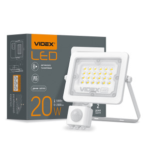 LED прожектор VIDEX F2e 20W 5000K с датчиком движения и освещенности №1