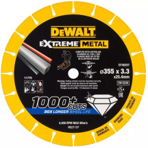 Диск алмазний по металу DeWALT, d = 355 мм, товщина 3.3 мм, діаметр посадкового отвору 25.4 мм
